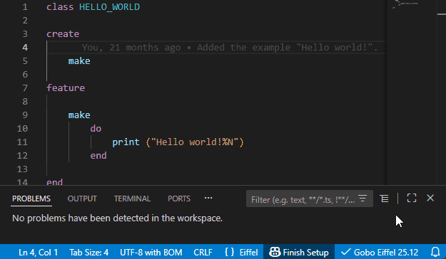Language Server Menu